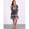 INSPIRE CHIC Women's Boho Floral Summer Tie Neck Loose Babydoll Swing Dress - 4 of 4