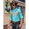 Clearlove Men’s Western Slim Fit Denim Shirt with Long Sleeves, Fringe Detailing, and Rose Embroidery - 3 of 4