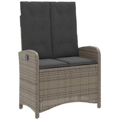 41.3"Reclining Patio Bench with Cushions Gray Poly Rattan