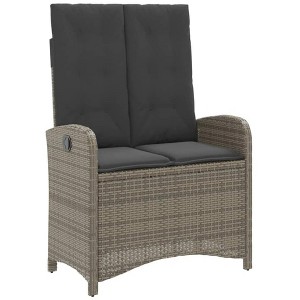 41.3"Reclining Patio Bench with Cushions Gray Poly Rattan - 1 of 4