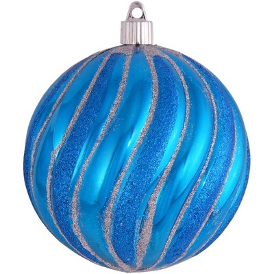 Christmas by Krebs 4ct Blue and Silver Swirled Shatterproof Shiny Christmas Ball Ornaments 4.75" (120mm)
