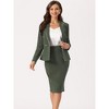 INSPIRE CHIC Women's Business Suit Tweed Trim Blazer and Skirt Suit Set 2 Pieces - 2 of 4