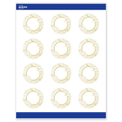 Avery Round Business Cards, Gold Florals, 2" Diameter, 120 Total