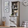 Farmhouse Bookshelf with 2 Large File Drawers, 72" Tall Bookcase with Storage,  4 Tier Rustic Wood Bookshelf for Home, Living Room - 2 of 4
