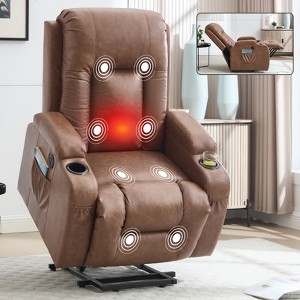 Power Lift Recliner Chair for Elderly, 8-Point Vibration Massage, Lumbar Heat, USB Port & Cup Holders - ModernLuxe - 1 of 4