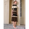 INSPIRE CHIC Women's Striped Ribbed Short Sleeve Midi Basic Knitted Dresses - 3 of 4