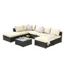 8-Pieces Outdoor Patio Sectional Sofa Set with Washable Cushions & Glass Coffee Table - 3 of 4