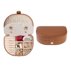 Unique Bargains Travel Size Small Portable Seashell-Shaped PU Leather Jewelry Box for Women and Girls - 1 of 4