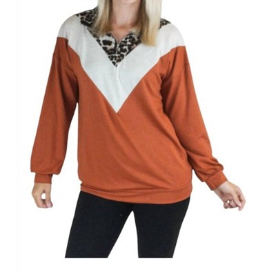 Women's Leopard Color Block Pullover - HEIMISH USA