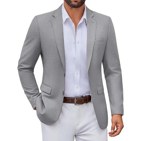 COOFANDY Men's Casual Blazer Lightweight Sport Coats Two Buttons Slim Fit Suit Jacket for Business Wedding Dress Light Grey XXXL