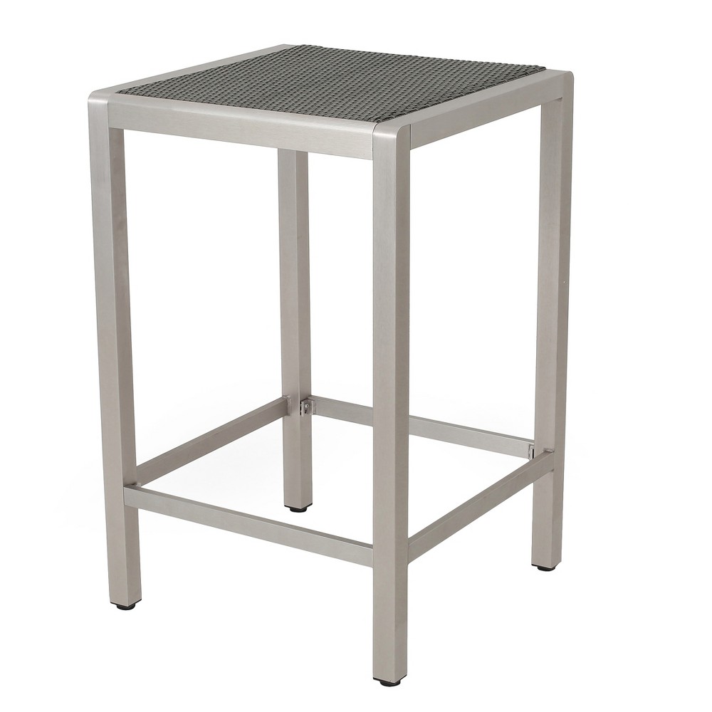 Photos - Coffee Table Cape Coral Square Aluminum and Wicker Bar Table - Gray - Christopher Knigh