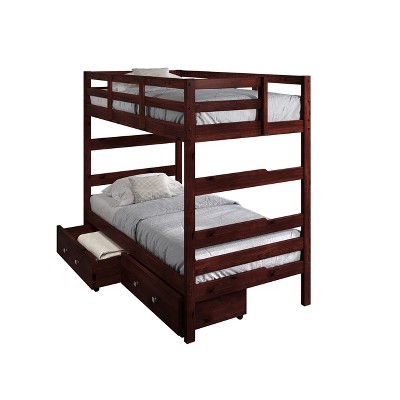 Donco Kids Promo Shaker Twin Over Twin Cappuccino Bunkbed With Dual Underbed Drawers