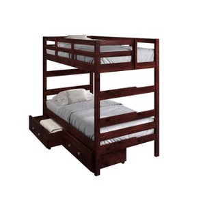 Donco Kids Promo Shaker Twin Over Twin Cappuccino Bunkbed With Dual Underbed Drawers - 1 of 4