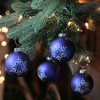 Northlight Glitter Snowflake Christmas Glass Ball Ornaments - 3" (75mm) - Royal Blue - 4ct - 2 of 4