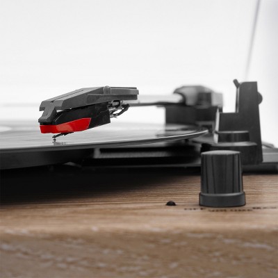 Walnut 3-Speed Belt Drive Turntable with Bluetooth Speakers