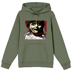 Annabelle Found You Face Art Long Sleeve Olive Green Men's Hooded Sweatshirt - 1 of 1