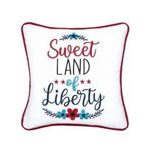 C&F Home 10" x 10" Sweet Land of Liberty 4th of July Patriotic Embroidered Square Accent Small Petite Throw Pillow - 1 of 4