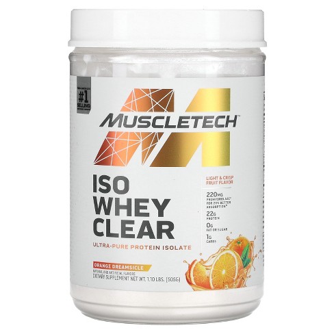 Muscletech Iso Whey Clear, Ultra-pure Protein Isolate, Orange Dreamsicle,  1.1 Lbs (505 G) : Target