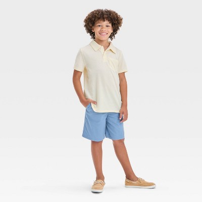 Cat & Jack Boys' Short Sleeve Polo Shirt - Cat & Jack™ Yellow XS: Cotton Blend, Recycled Polyester, Lightweight Pique, Collared Pullover — фото 3