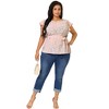 Agnes Orinda Women's Plus Size Crew Neck Floral Tie Waist Ruffle Flare Sleeve Blouses - 3 of 4