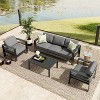 5 Seats Aluminum Patio Furniture Set, 4 PCS Outdoor Sectional Conversation Set with 4" Wide Armrest, Backyard Sectional Sofa Set - 2 of 4