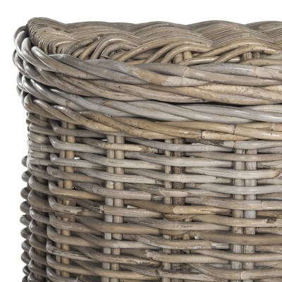 Gray Wicker Upright Laundry Hamper with Lid