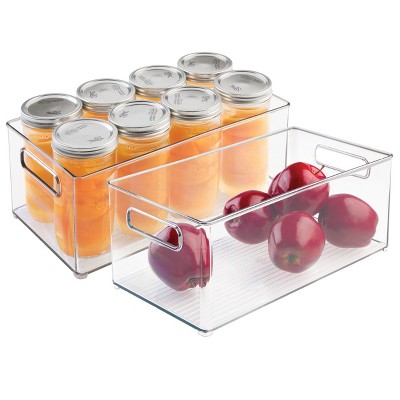 mDesign Large Deep Plastic Kitchen Storage Organizer Bin, Handles, 2 Pack, Clear, USA Made