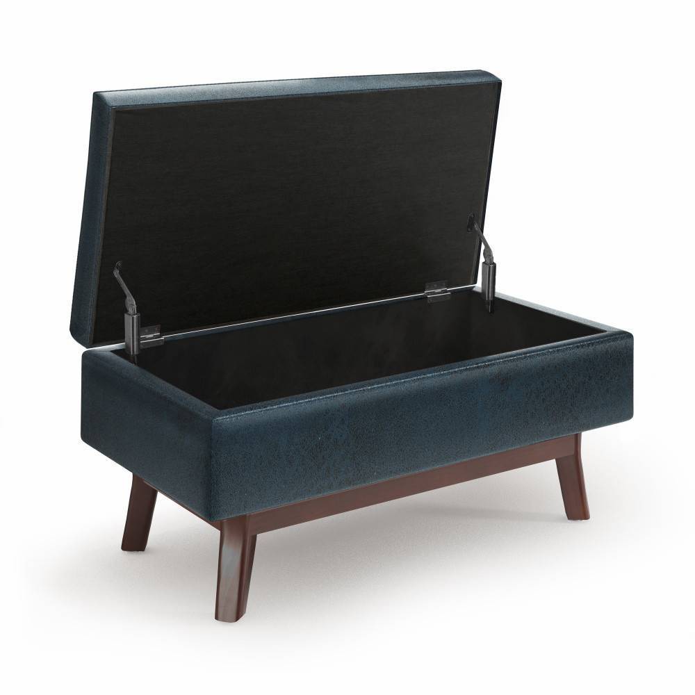 Photos - Pouffe / Bench Rectangular Ethan Small Storage Ottoman and benches Distressed Dark Blue 