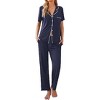 Ekouaer Women Pajamas Set Button Down Sleepwear Short Sleeve Nightwear with Long Pants Soft Pjs Set - 3 of 4