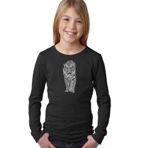 LA Pop Art Girl's Word Art Long Sleeve - TIGER - 1 of 4