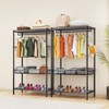Bedroom Clothes Rack,Freestanding Garment Rack with Shelves,Rod,Side Hooks Adjustable Metal Clothing Racks - 4 of 4