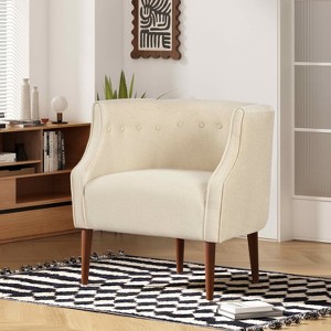 MAYEERTY Modern Club Chair, Button-Tufted Back Tonal Piping Sturdy Birch Wood Legs, Living Room Bedroom Office - 1 of 4