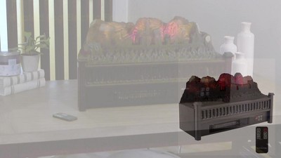 23'' Black Electric Log Fireplace Insert Heater with Remote