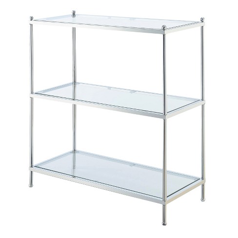 Royal Crest 3 Tier Bookcase Chrome Glass 30 25 Johar Furniture