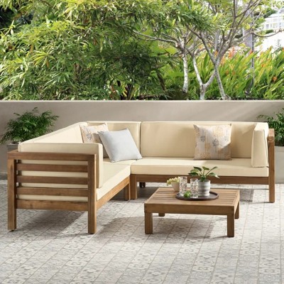 Infurnic Patio Seating Sets Modern Outdoor Furniture Set Featuring Unique Design,Perfect for Gardens, Living Spaces, Beige, 88.5"*30.25"*26.5"