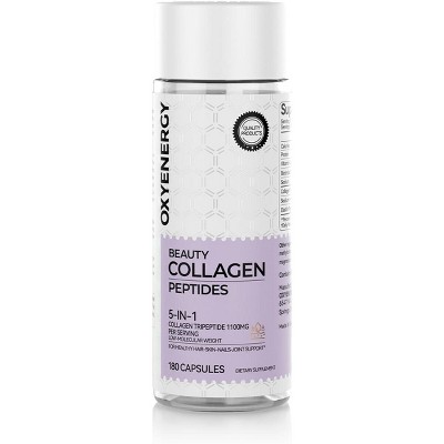 OXYENERGY Collagen Peptides for Women, 1100mg Hydrolyzed Collagen Tripeptides + Biotin & Vitamin C, 180 Pills for Hair, Nails & Skin Support