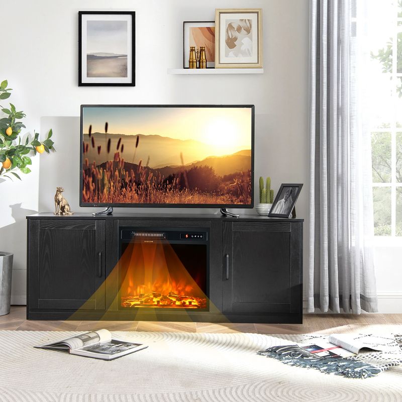 Costway 58'' Fireplace TV Stand Entertainment Console W/ 18'' Electric Fireplace, 3 of 11