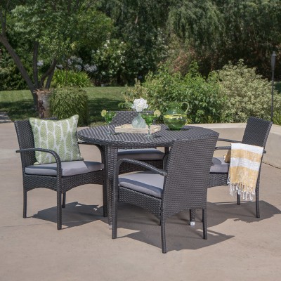 Marin 5pc Wicker Dining Set  - Gray - Christopher Knight Home