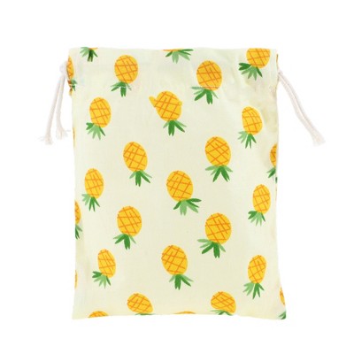 Unique Bargains Women Durable Drawstring Pineapple Cosmetic Bag Yellow 1 Pc