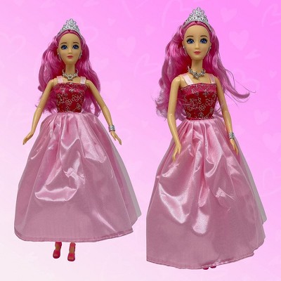 Set of Three 11.5" Princess Dolls with Colorful Gowns