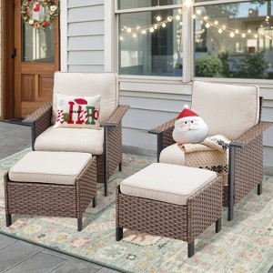 Buenhomino All-Weather Wicker Patio Sofa Conversation Set - 1 of 4