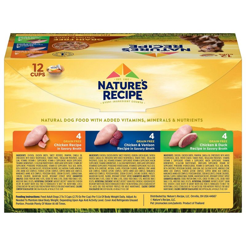 Nature&#39;s Recipe Grain Free Chicken, Duck &#38; Venison Wet Dog Food - 2.75oz/12ct Variety Pack, 3 of 7
