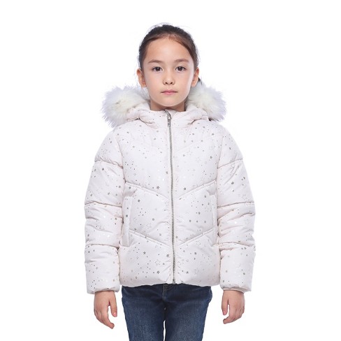 Rokka&rolla Girls' Heavy Winter Puffer Jacket Bubble Coat-white Silver ...