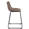 Faux Leather Counter Stool , 34.6" H Vintage Espresso with Black Steel Frame, Set of 2 by Zuo Modern - 3 of 4