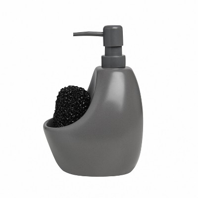 Charcoal Ceramic Soap Pump with Scrubby Holder