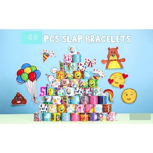48 Pcs Slap Bracelets for Kids, Bulk Wristbands with Animals Heart, Party Favors, Classroom Prizes Birthday Exchanging Gifts Stuffers Fillers Joyfy - 1 of 3