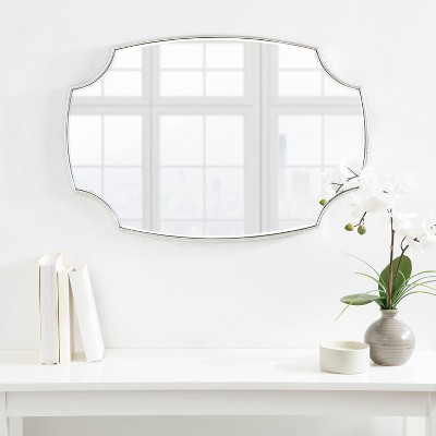 Luxurious Scalloped Edge 34'' Silver Wall Mirror with Gold Accents