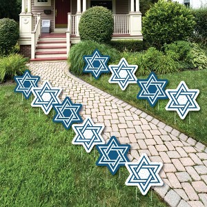 Big Dot of Happiness Happy Hanukkah - Star of David Lawn Decorations - Outdoor Yard Decorations - 10 Piece - 1 of 4