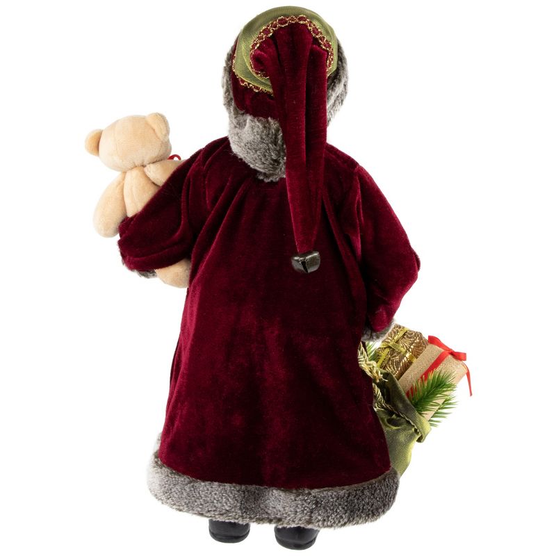 Northlight 16" Burgundy Santa Claus with Gift Bag Christmas Figure, 5 of 6