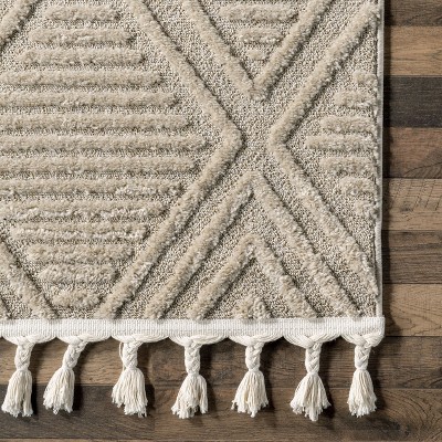 Beige Diamond Pattern Rectangular Synthetic 4' x 6' Area Rug